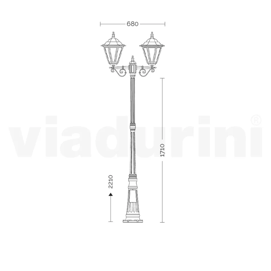 221 cm tall garden lamp in glass and 5 aluminum finishes - Pinako Viadurini