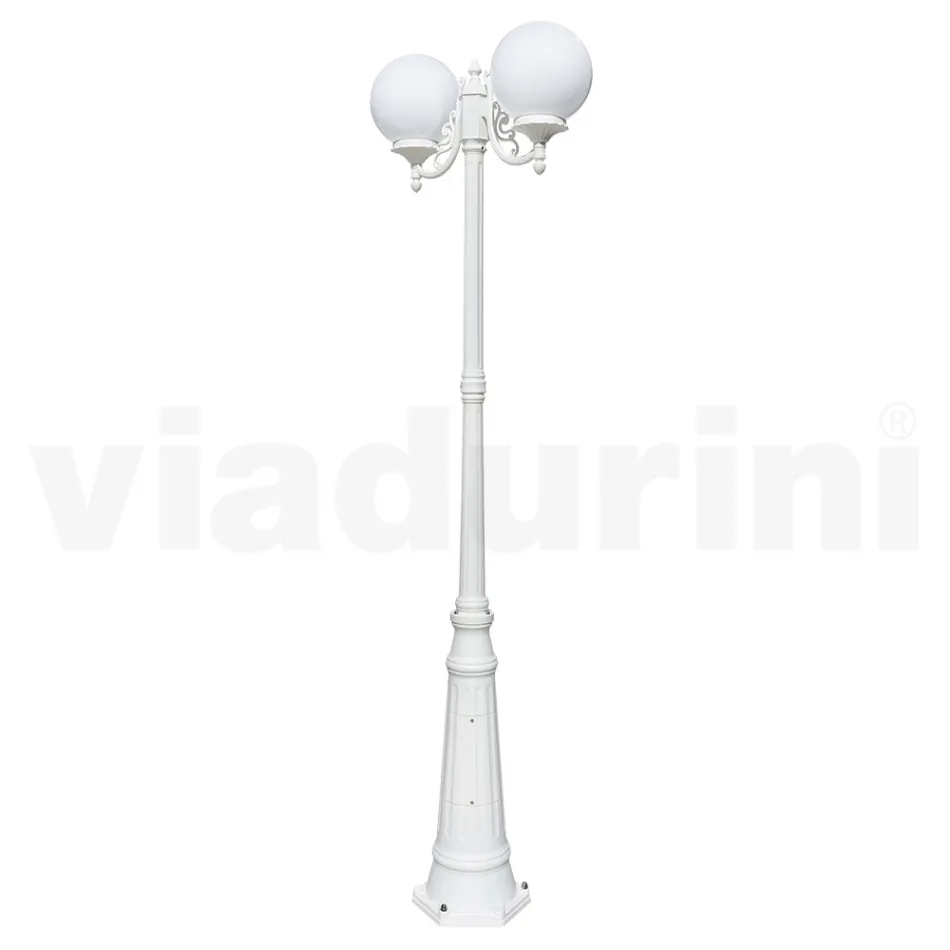 230 cm high street lamp in white acrylic and aluminum made in Italy - Trovabianco Viadurini