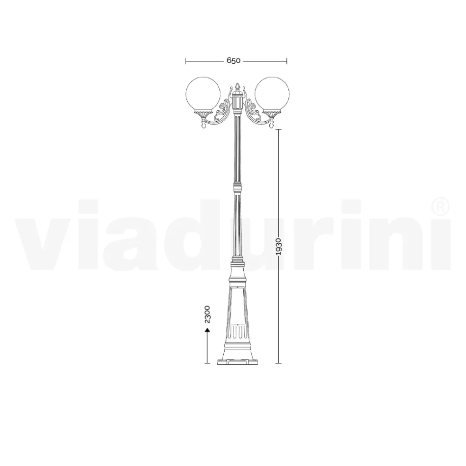 230 cm high street lamp in white acrylic and aluminum made in Italy - Trovabianco Viadurini