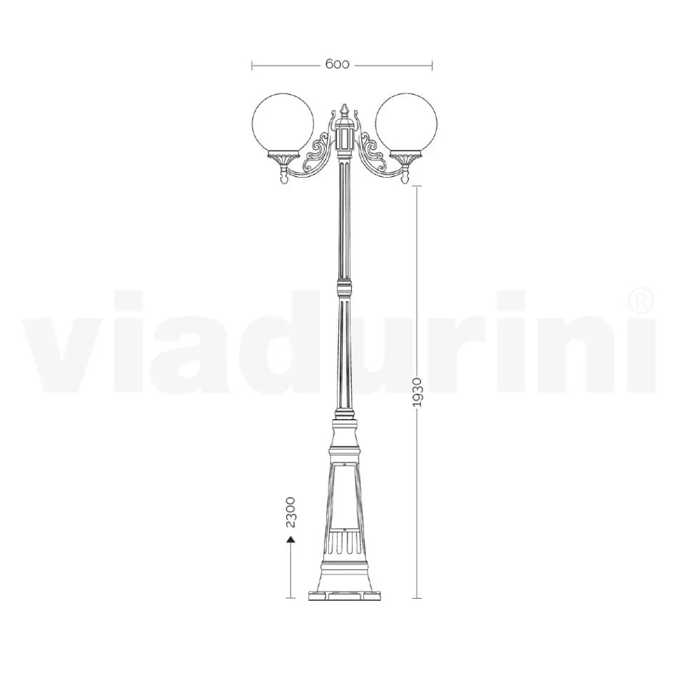 230 cm high street lamp in black acrylic and aluminum made in Italy - Trovanero Viadurini