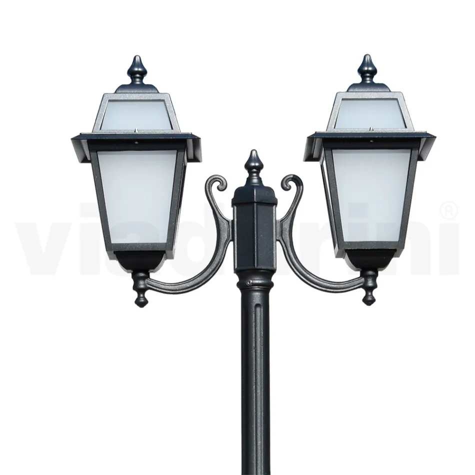 Garden lamppost 238 cm high in Anthracite Aluminum and Sandblasted Glass - Elric Viadurini