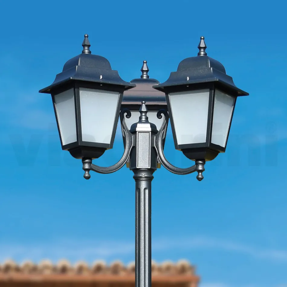 238 cm tall street lamp in Anthracite Glass and Aluminum Made in Italy - Scintilla Viadurini