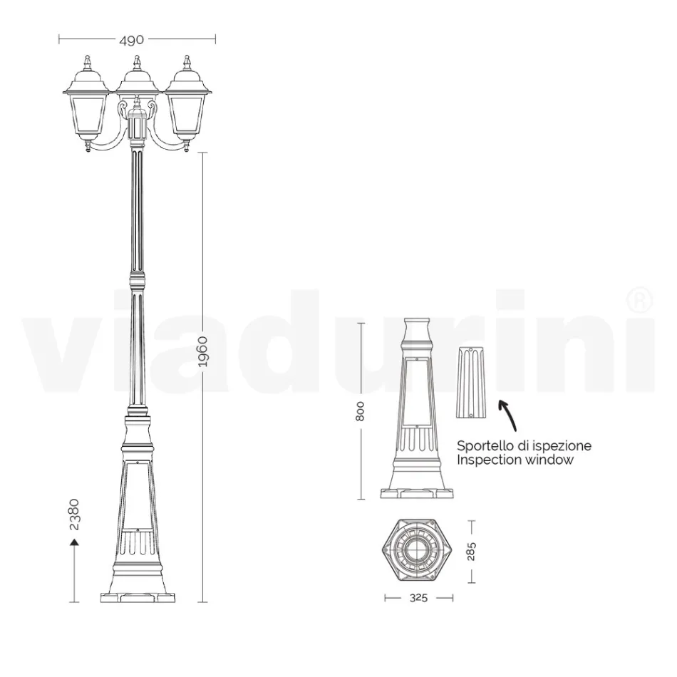 238 cm tall street lamp in Anthracite Glass and Aluminum Made in Italy - Scintilla Viadurini