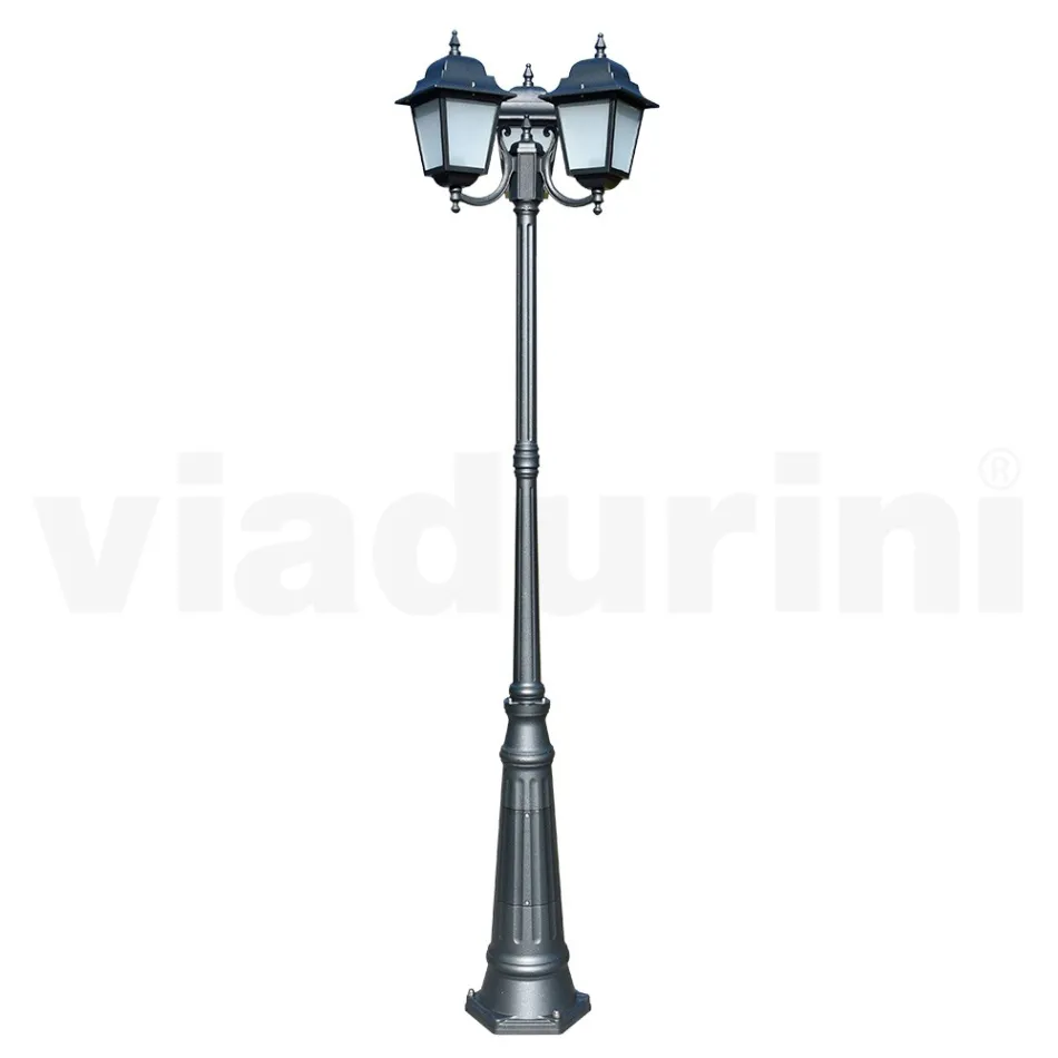 238 cm high street lamp in Anthracite Glass and Aluminum Made in Italy - Scintilla Viadurini