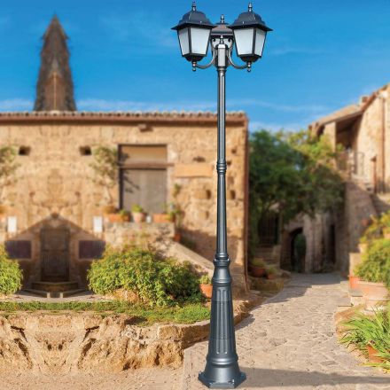 238 cm tall street lamp in Anthracite Glass and Aluminum Made in Italy - Scintilla Viadurini