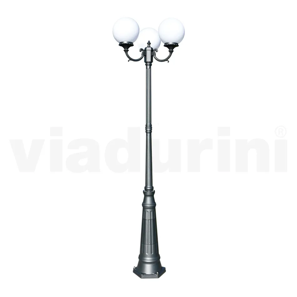 242 cm tall street lamp in Acrylic and Anthracite Aluminum Made in Italy - Trovaantracite Viadurini