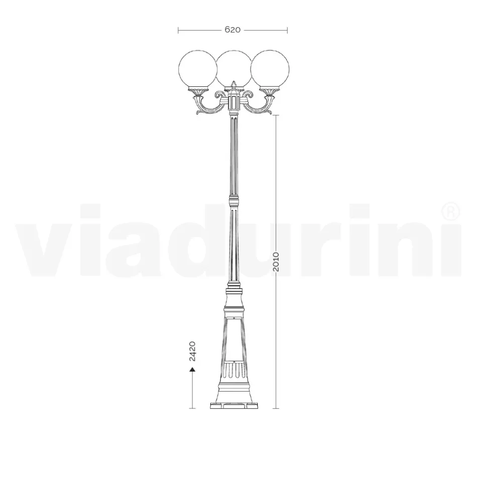 242 cm tall street lamp in Acrylic and Anthracite Aluminum Made in Italy - Trovaantracite Viadurini