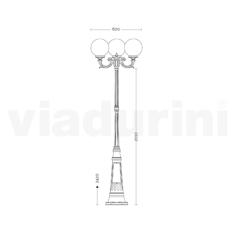 242 cm tall street lamp in black acrylic and aluminum made in Italy - Trovanero Viadurini