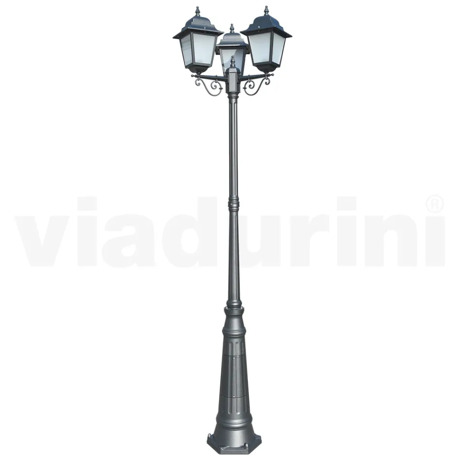 249 cm tall street lamp in Anthracite Glass and Aluminum Made in Italy - Scintilla Viadurini
