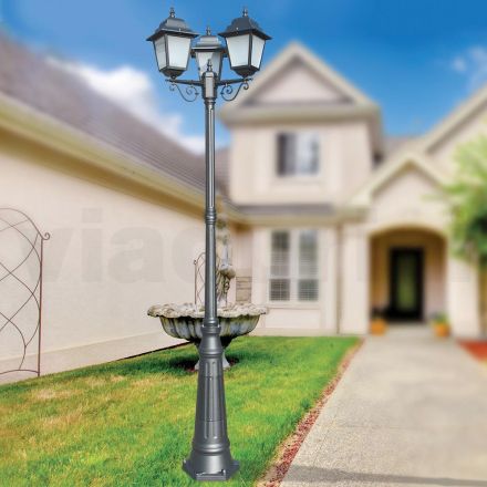 249 cm tall street lamp in Anthracite Glass and Aluminum Made in Italy - Scintilla Viadurini