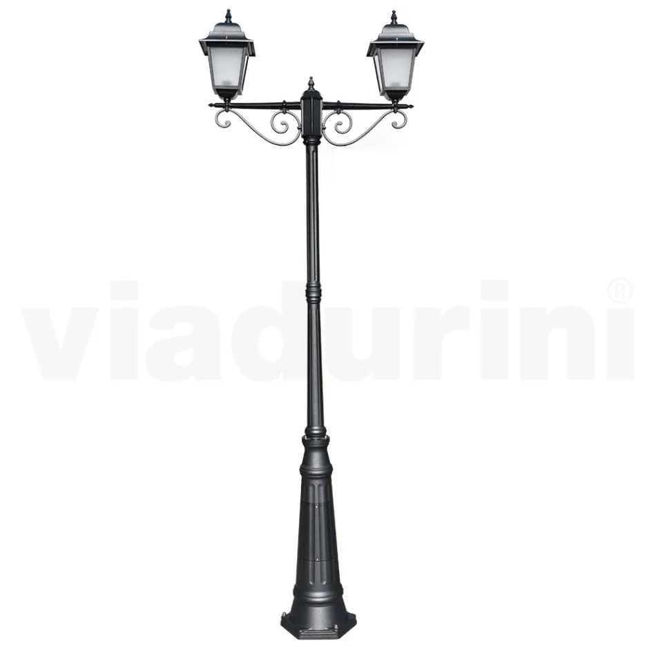 255 cm high street lamp in Anthracite Glass and Aluminum Made in Italy - Scintilla Viadurini