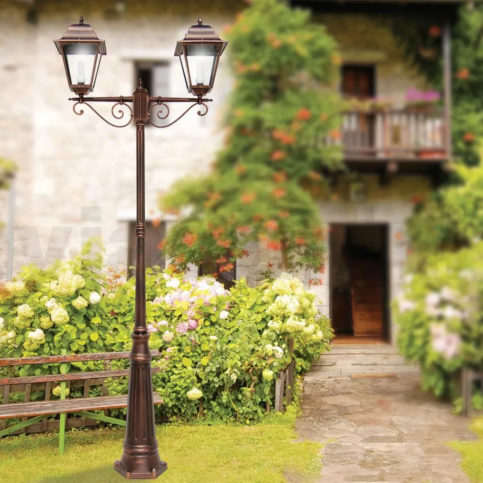 264 cm high street lamp for the garden in glass and die-cast aluminum - Alchemist Viadurini