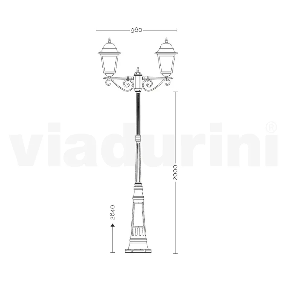 264 cm high street lamp for the garden in glass and die-cast aluminum - Alchemist Viadurini