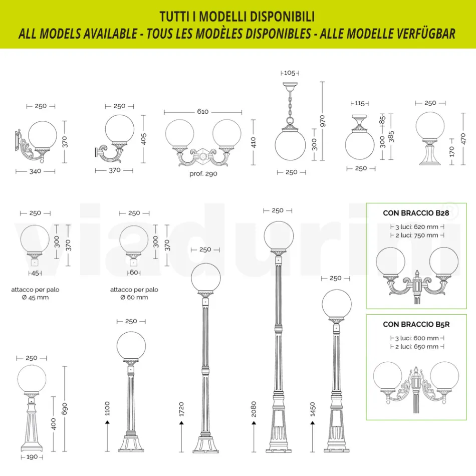 270 cm tall street lamp in white acrylic and aluminum made in Italy - Trovabianco Viadurini