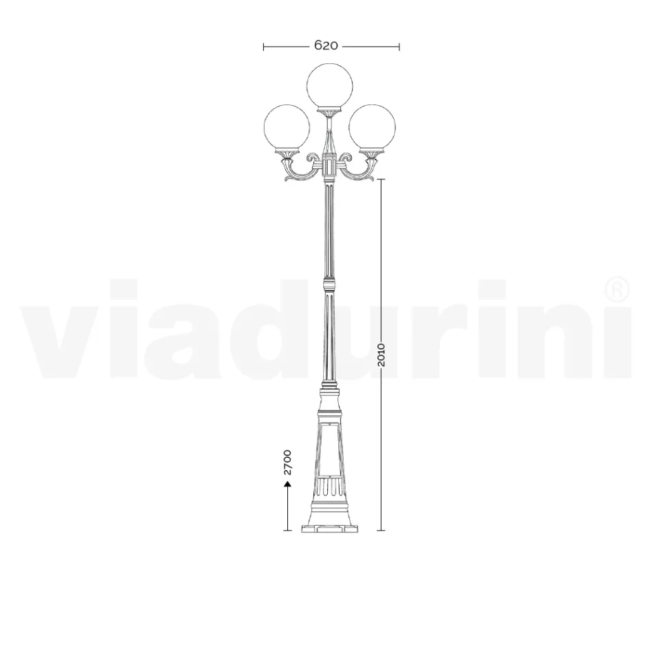 270 cm tall street lamp in white acrylic and aluminum made in Italy - Trovabianco Viadurini