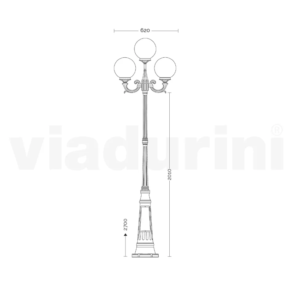 270 cm high street lamp in black acrylic and aluminum Made in Italy - Trovanero Viadurini
