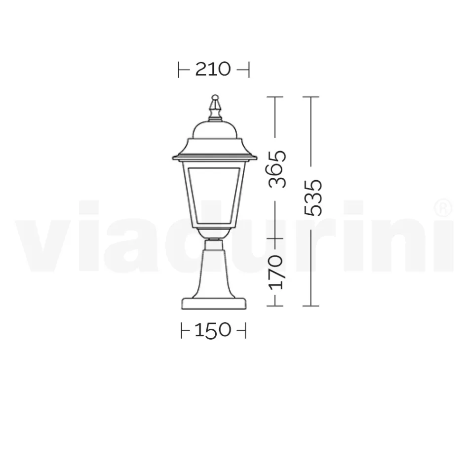 53.5 cm tall street lamp in Anthracite Glass and Aluminum Made in Italy - Scintilla Viadurini