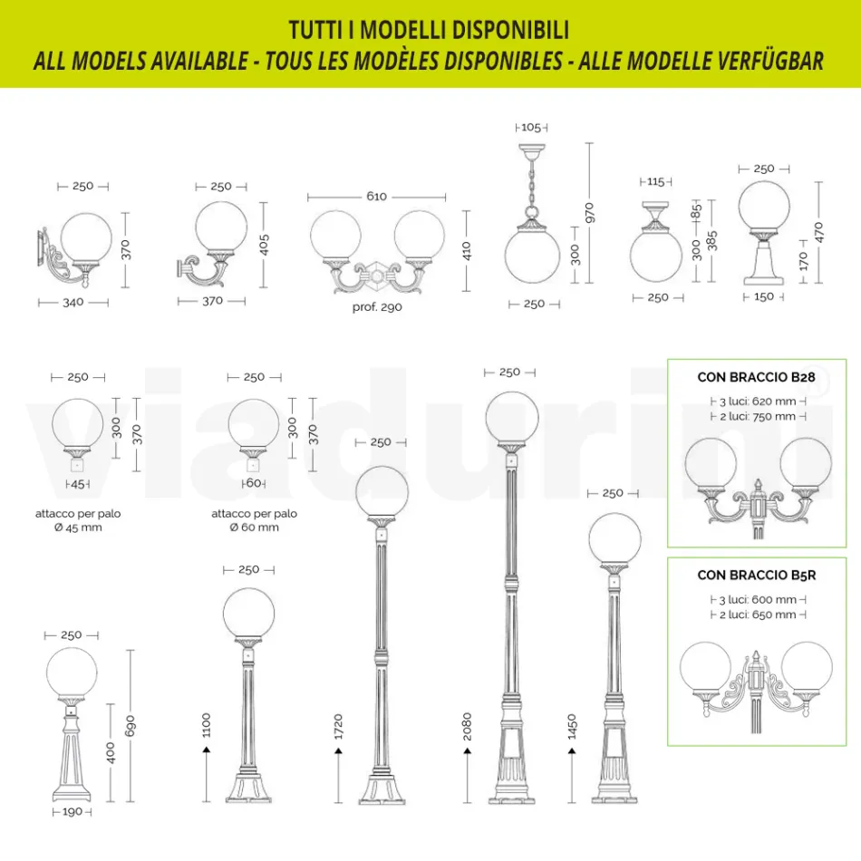 69 cm tall street lamp in black acrylic and aluminum made in Italy - Trovanero Viadurini