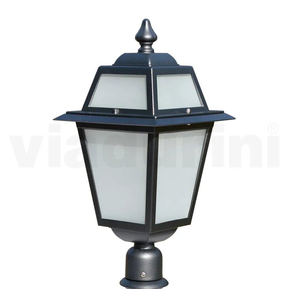 Garden lamppost 76.5 cm high in Anthracite Aluminum and Sandblasted Glass - Elric Viadurini