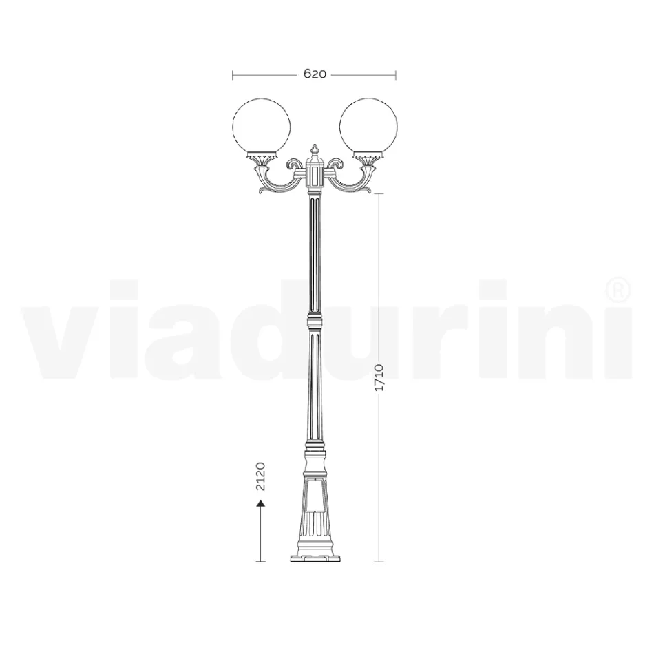 Outdoor Lamp Post 212 cm in Black Acrylic and Aluminum Made in Italy - Trovanero Viadurini