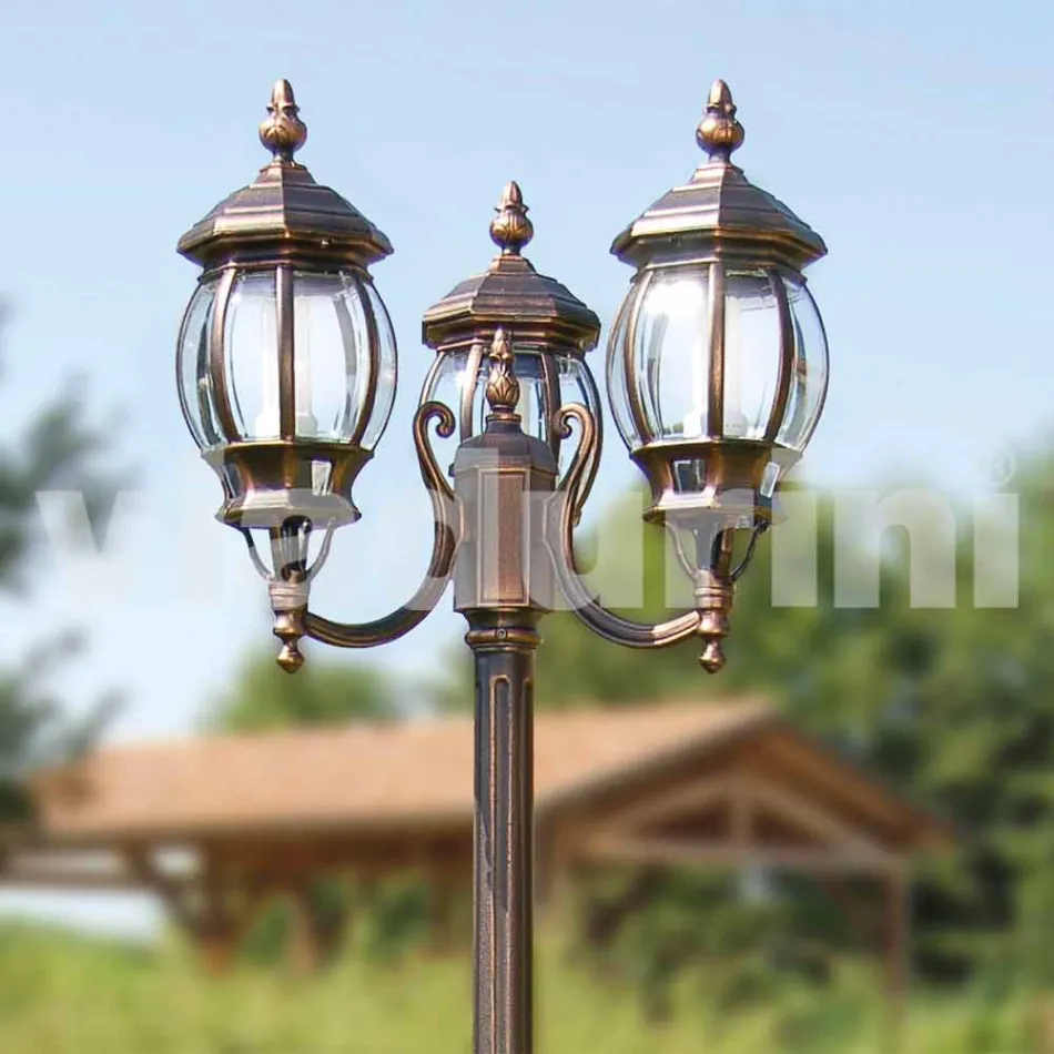 Two-light aluminum street lamp made in Italy, Anika Viadurini