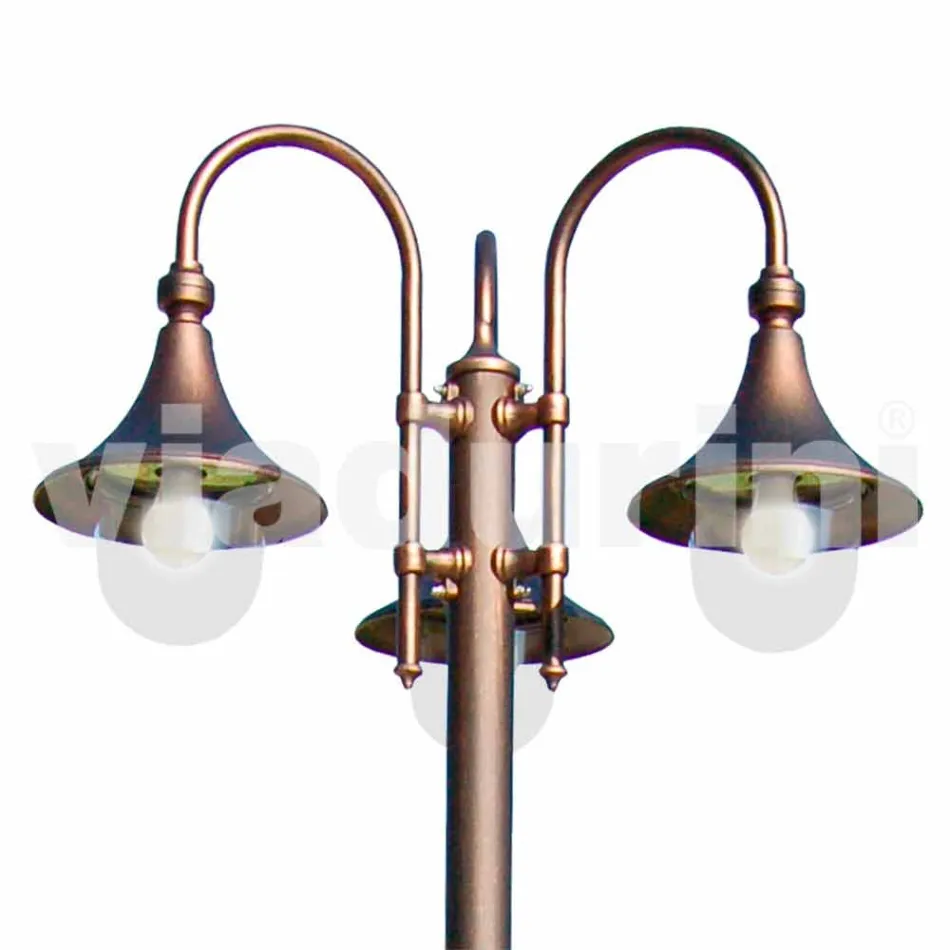 Outdoor three-light aluminum street lamp made in Italy, Anusca Viadurini