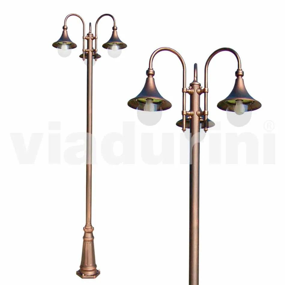 Outdoor three-light aluminum street lamp made in Italy, Anusca Viadurini