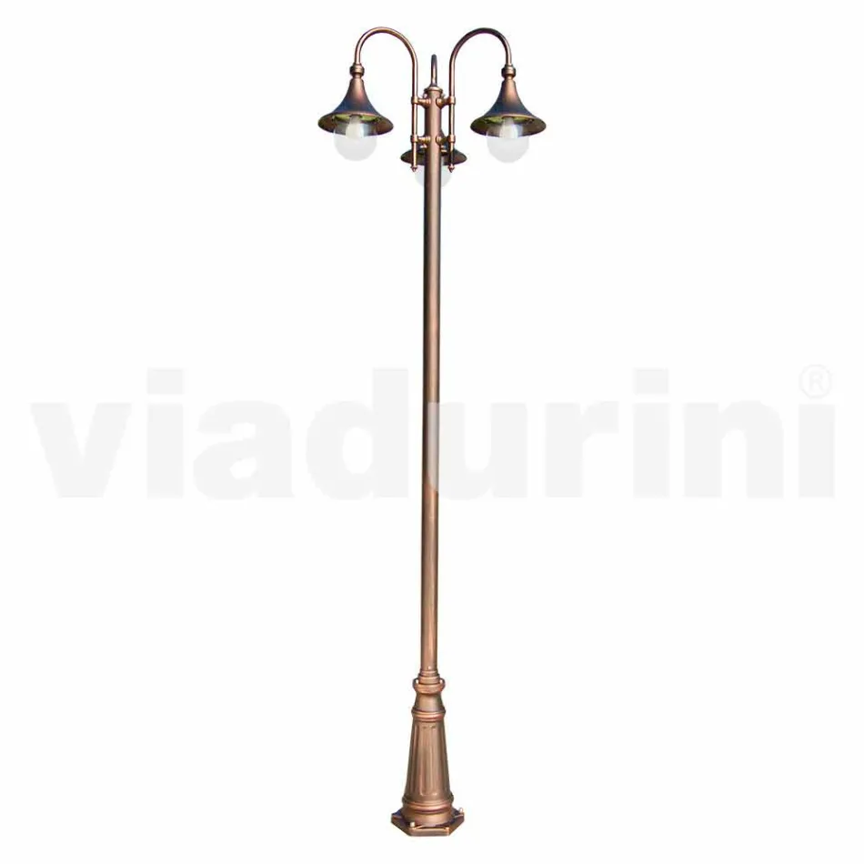 Outdoor three-light aluminum street lamp made in Italy, Anusca Viadurini