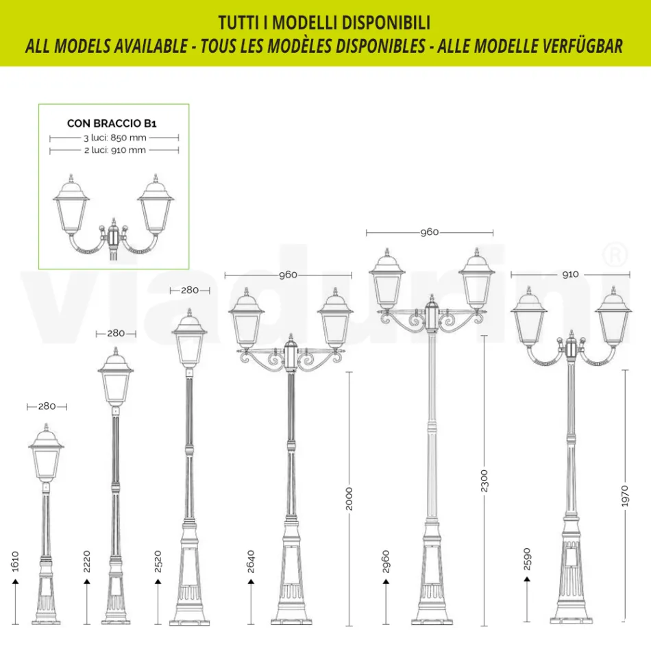 222 cm high outdoor lamp in glass and die-cast aluminum - Alchemist Viadurini