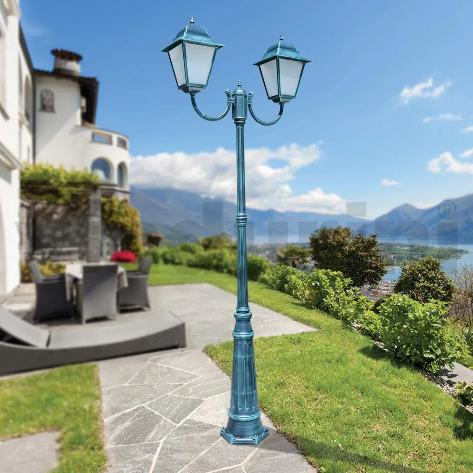 259 cm tall outdoor lamp in glass and die-cast aluminum - Alchemist Viadurini