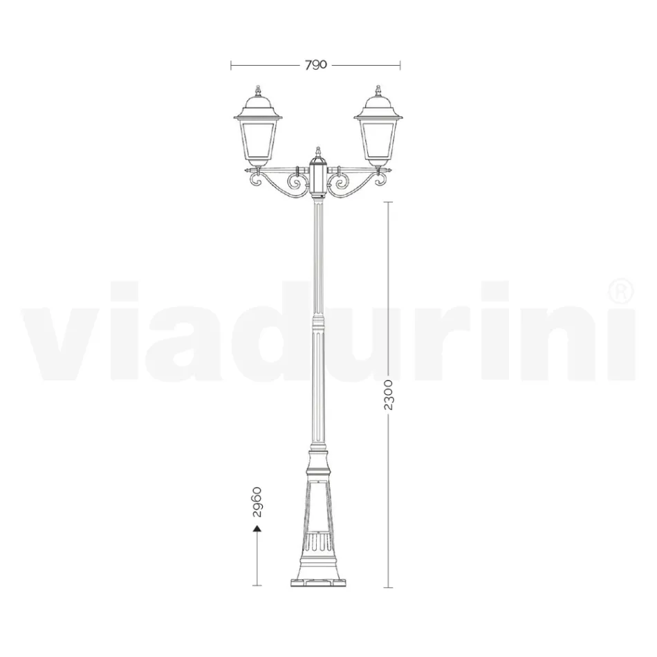 296 cm tall outdoor lamp in glass and die-cast aluminum - Alchemist Viadurini