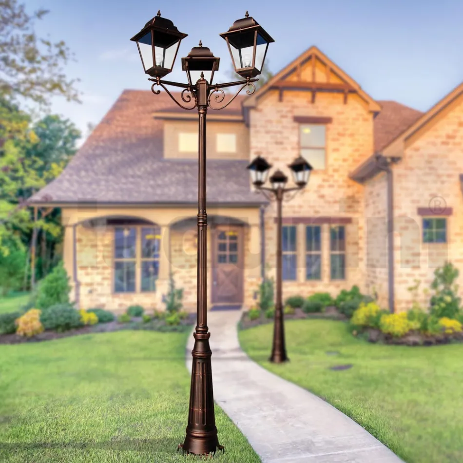 296 cm tall outdoor lamp in glass and die-cast aluminum - Alchemist Viadurini