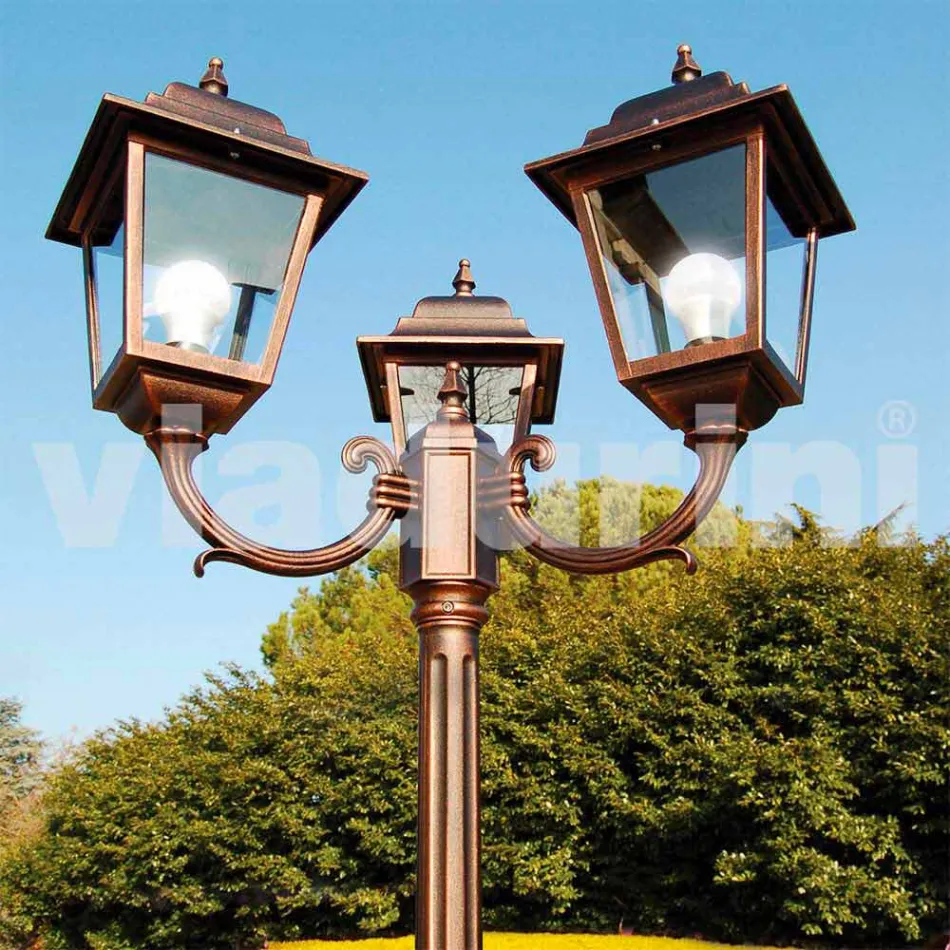 Classic three-light outdoor lamp made in Italy, Aquilina Viadurini