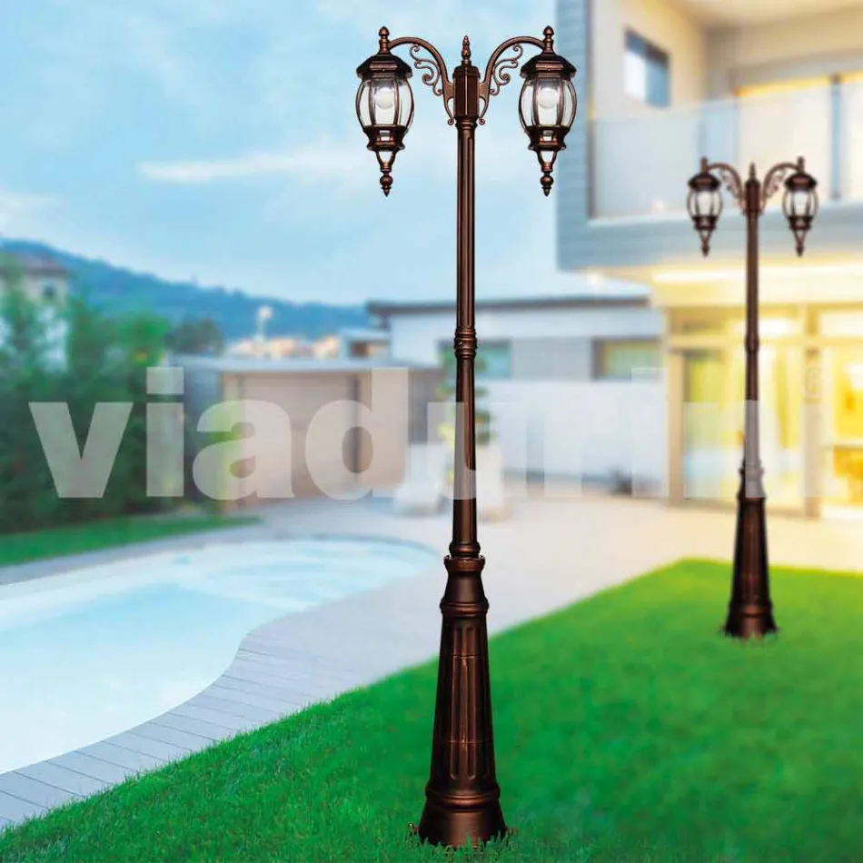 Classic outdoor lamp post in die-cast aluminum made in Italy, Anika Viadurini