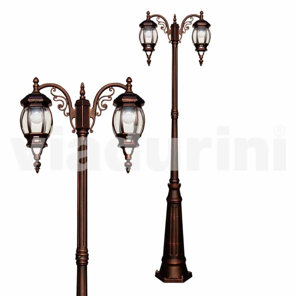 Classic outdoor lamp post in die-cast aluminum made in Italy, Anika Viadurini