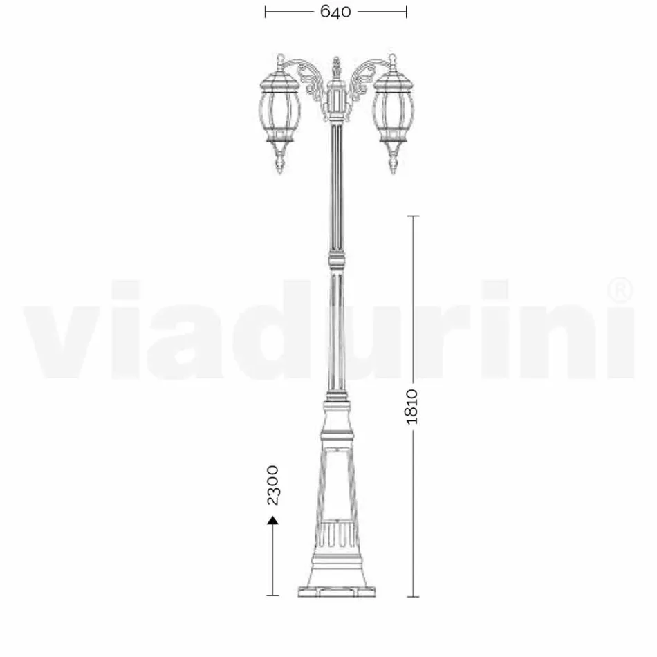Classic outdoor lamp post in die-cast aluminum made in Italy, Anika Viadurini