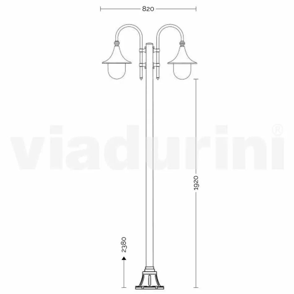 Outdoor lamp made of aluminum with two lights made in Italy, Anusca Viadurini