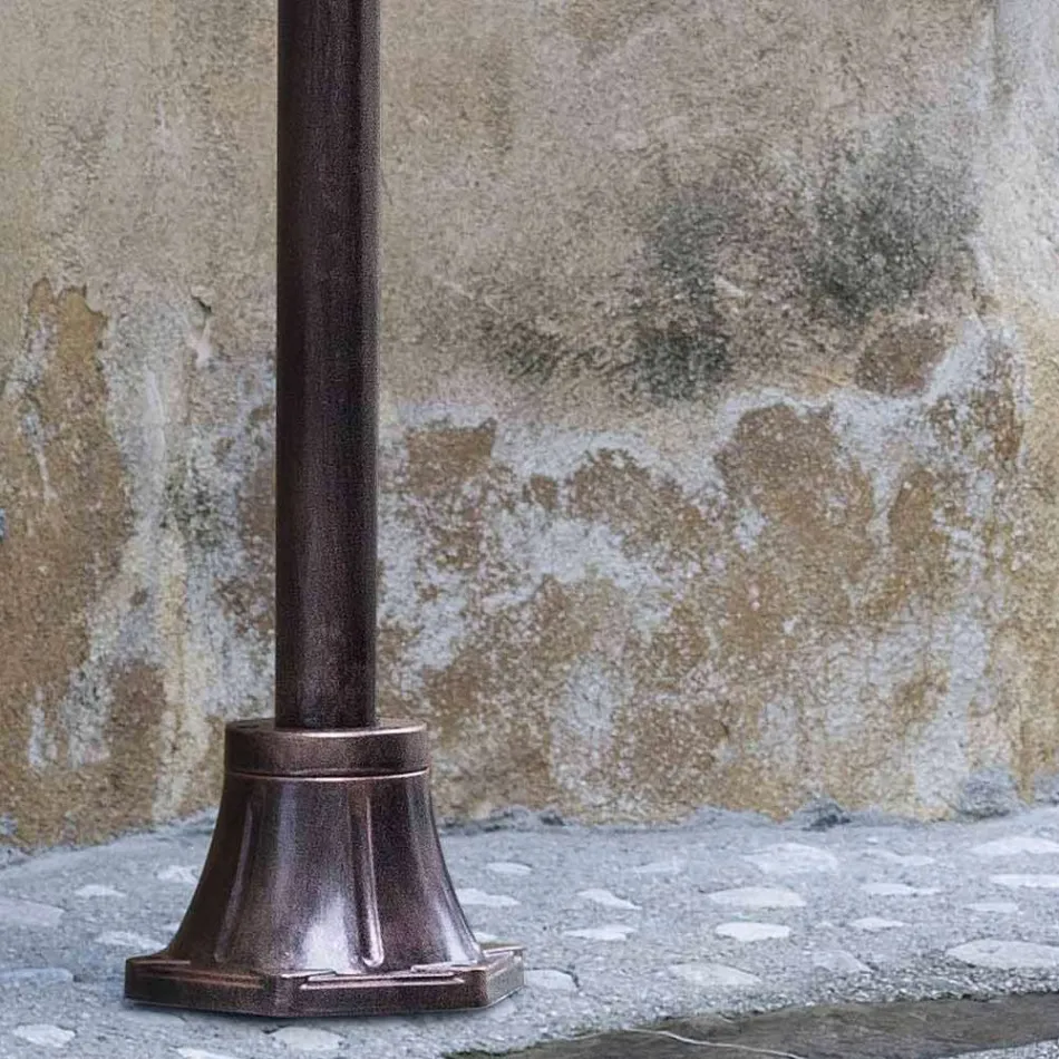 Outdoor Lamppost in Black Aluminum and Hand Painted Flowers - Latina Viadurini