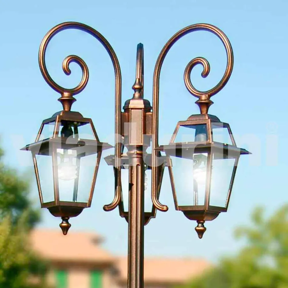 Kristel, three lights aluminum garden lamp made in Italy Viadurini