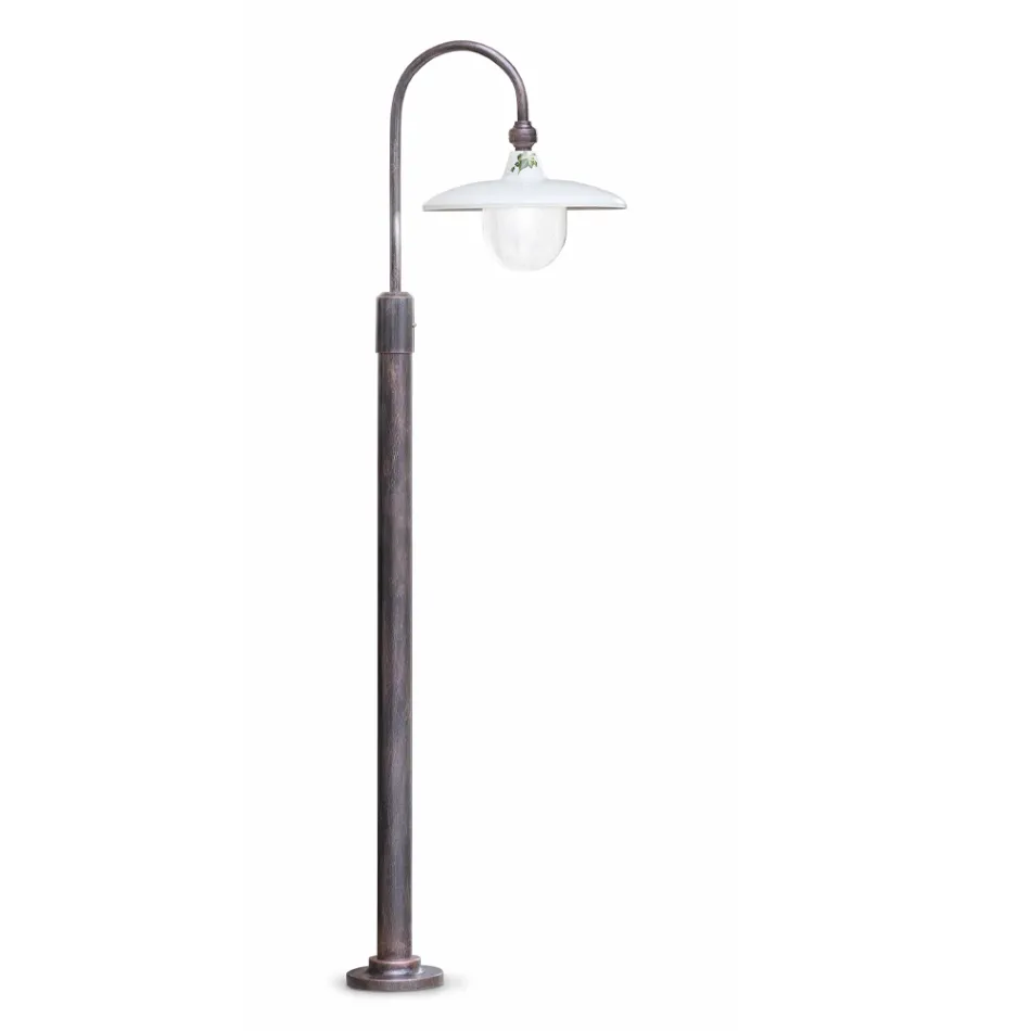 Garden Lamp Post Curved Design in Aluminum Hand Decorated - Campobasso Viadurini