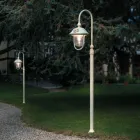 Garden Lamp Post in Hand Painted Aluminum and Flowers Decor - Bari Viadurini
