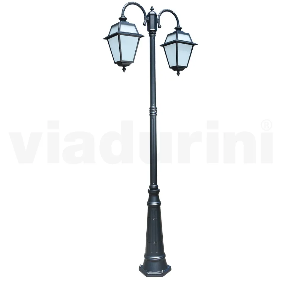 Garden Lamp with 2 Lights in Aluminum and Glass Made in Italy - Vivian Viadurini