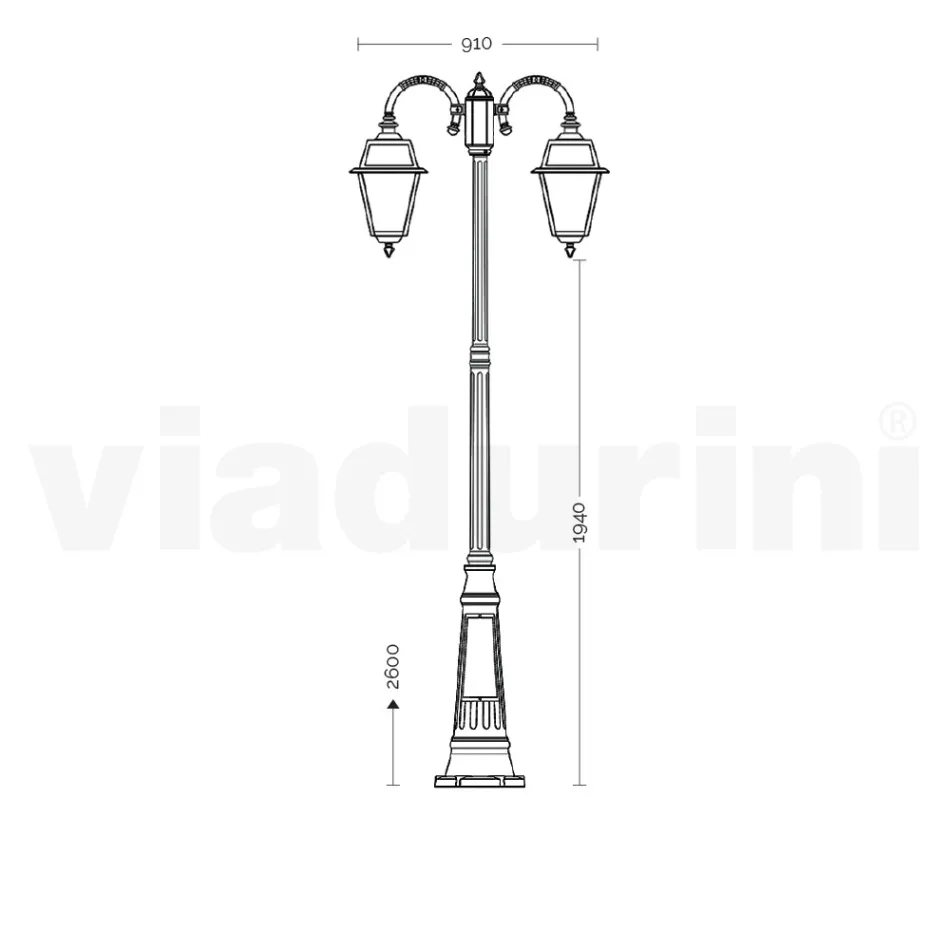 Garden Lamp with 2 Lights in Aluminum and Glass Made in Italy - Vivian Viadurini