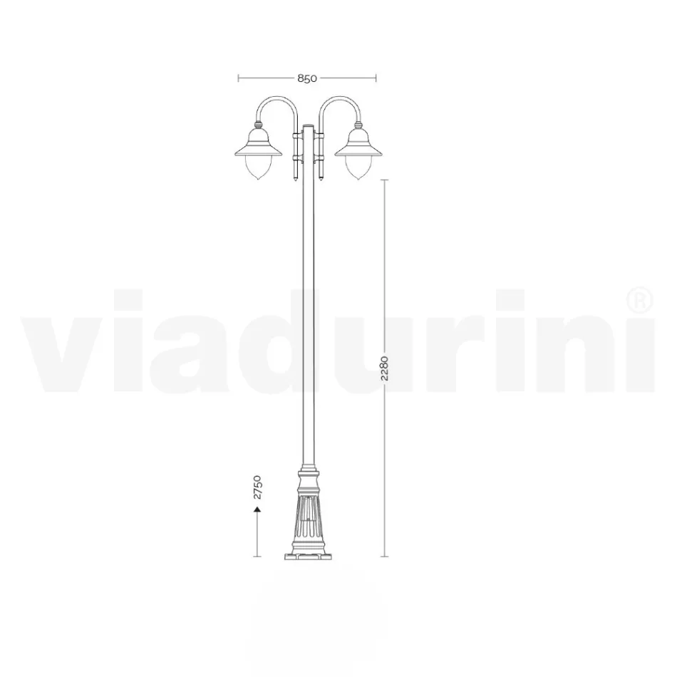 Garden Lamp with 3 Lights in Aluminum Made in Italy - Cassandra Viadurini