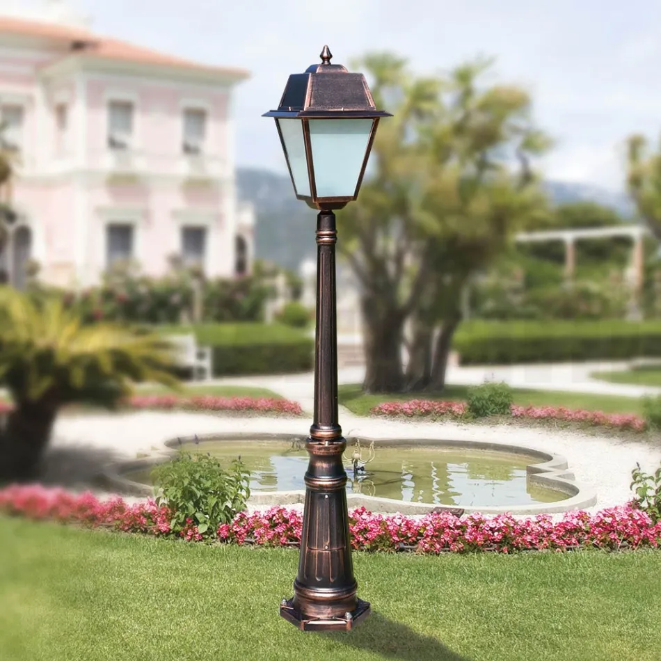 Vintage Style Garden Lamp in Aluminum and Glass Made in Italy - Doroty Viadurini