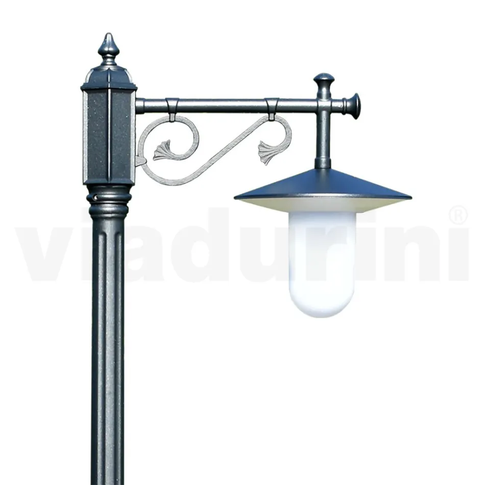 Vintage Style Garden Lamp in Gray Aluminum Made in Italy - Belen Viadurini