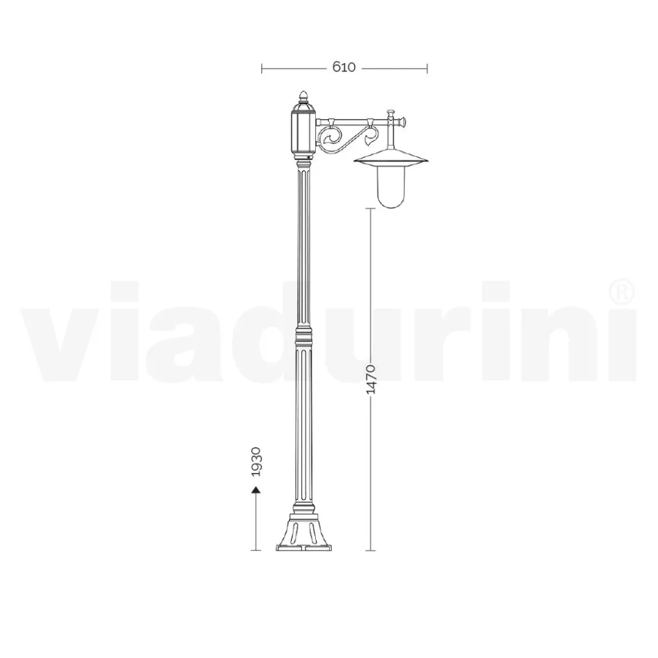 Vintage Style Garden Lamp in Gray Aluminum Made in Italy - Belen Viadurini