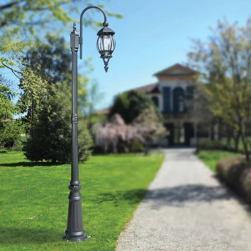 Vintage Garden Lamp in Anthracite Aluminum Made in Italy - Empire Viadurini