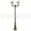 Outdoor two-lights lamppost made with aluminum, made in Italy, Kristel