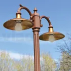Vintage Style Street Lamp 2 Lights in Aluminum and Brass Made in Italy - Adela Viadurini